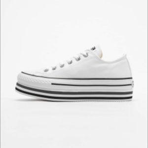 Converse layered leather white sneaker platform